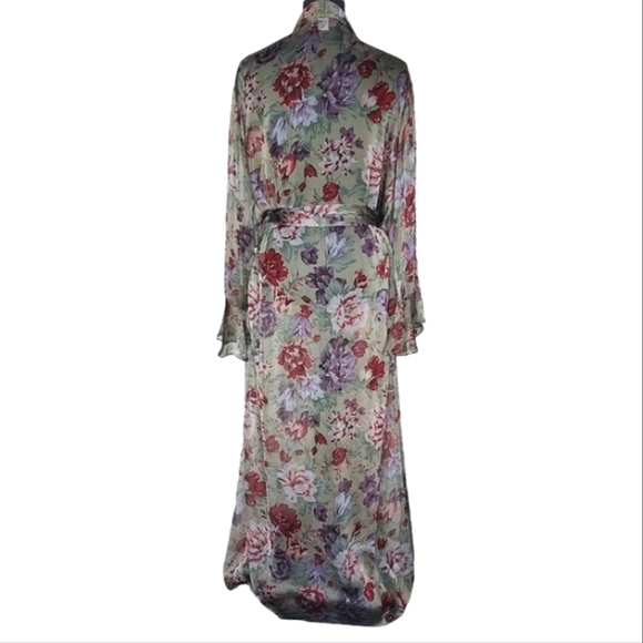 RARE Vintage Stephanie Buffington Sage Green Sheer Floral Kimono /Robe Size M/L - Picture 9 of 12